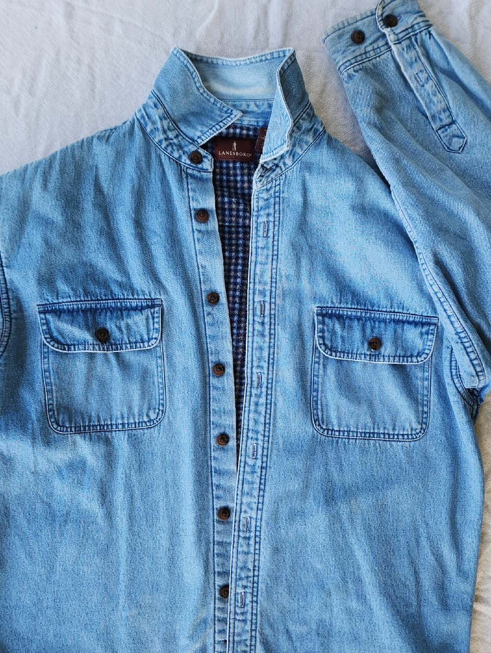 Lanesboro Denim Button-Up Shirt with Fleece Lining. SZ L